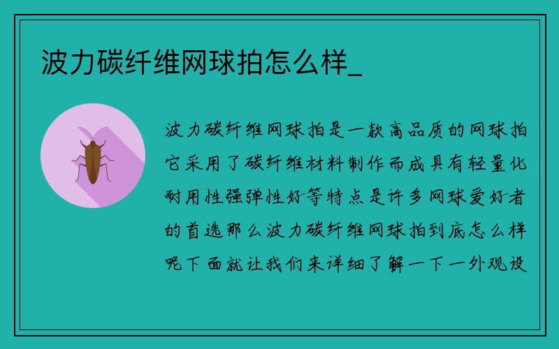 波力碳纤维网球拍怎么样_